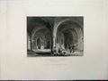 Original Old Antique Print C1837 Canterbury Cathedral View Undercroft Winkles