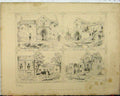 Original Old Antique Print C1844 Langley Hall Transept Church Houghton Hospital
