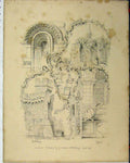 Original Old Antique Print C1844 Caniscliffe Church Durham Easington Victorian