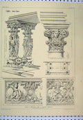Original Old Antique Print Italy Naples C1870 Sarcophagi Domenico Tomb Charles