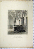 Original Old Antique Print C1880 Tomb Bishop Andrews Lady Chapel Southwark 19th