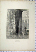 Old Antique Print C1880 Scene London Wall St Martins Court Ludgate Hill 19th