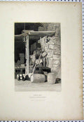 Original Old Antique Print C1880 London Wall South Cripplegate Postern 19th