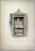 Original Old Antique Print C1880 Monument John Stow Leaderhall Street Victorian