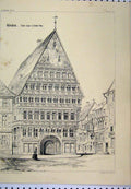 Original Old Antique Print C1870 Germany Architectural Nave Sebalds Cathedral