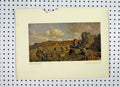 Original Old Antique Print Colour Country Scene Sheep Rocky Hollow