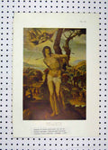 Original Old Vintage Print 1927 Colour Man Tree Arrow Neck Angel Sodoma 20th
