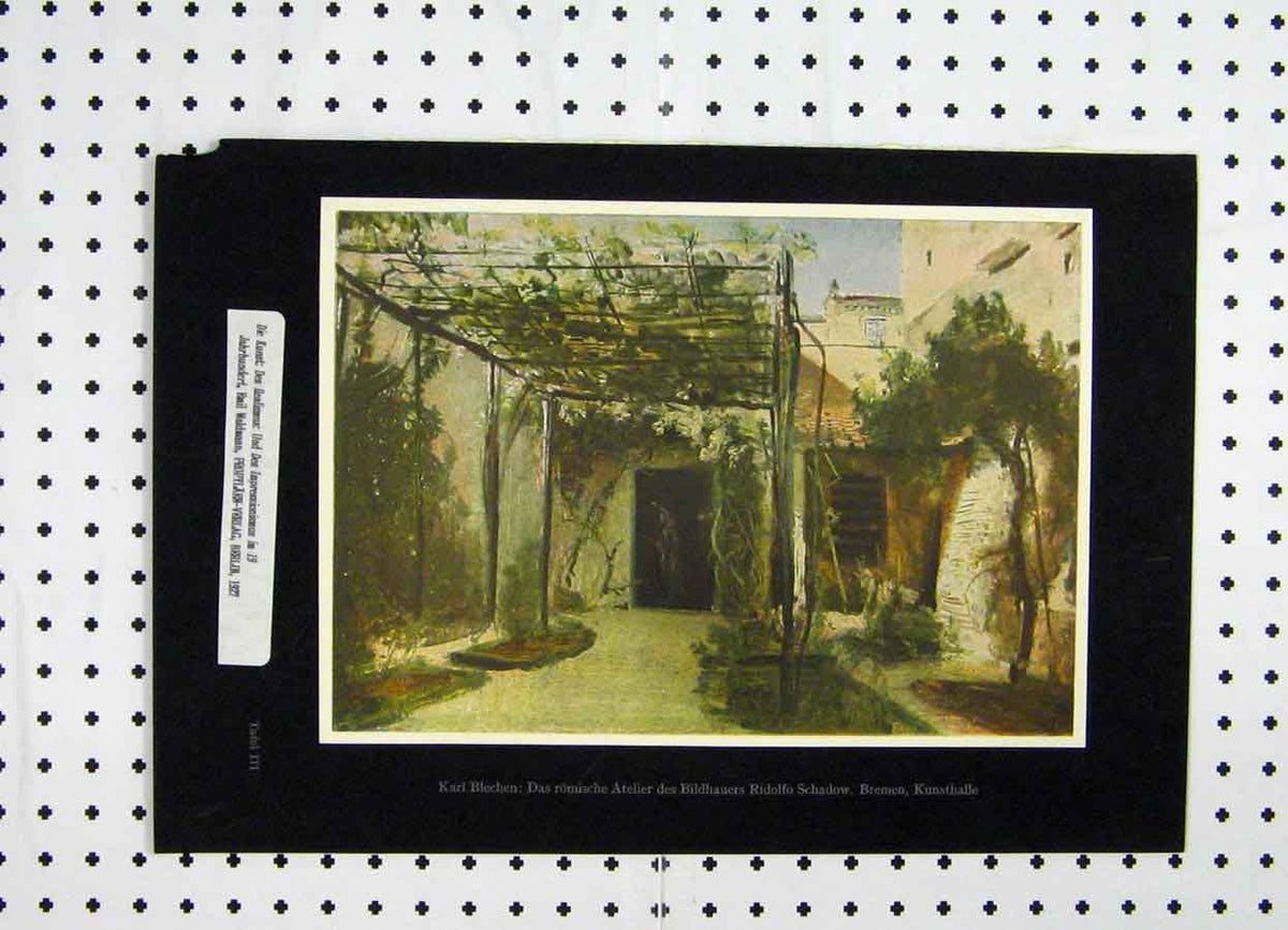 Original Old Vintage Print Germany Garden Archway Flowers 1927 Trees 20th