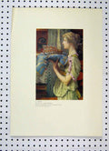 Original Old Antique Print Woman Carrying Crown 1905 Tadema Water Colour 20th