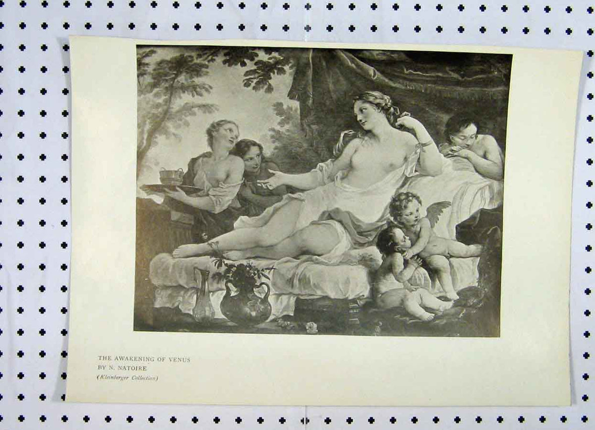 Original Old Antique Print 1904 Woman Children Awakening Venus Natoire 20th