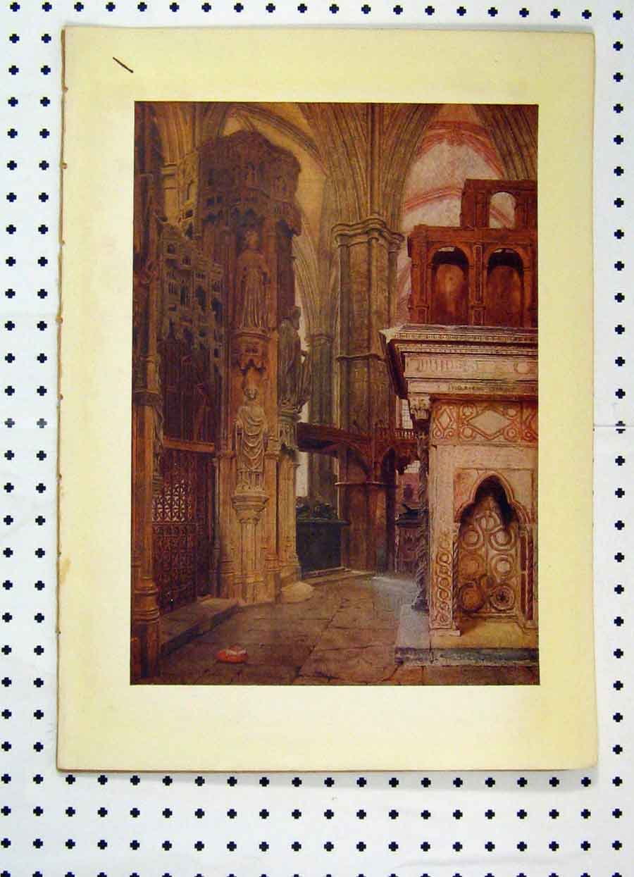 Original Old Antique Print Colour Interior Cathedral George Price Boyce