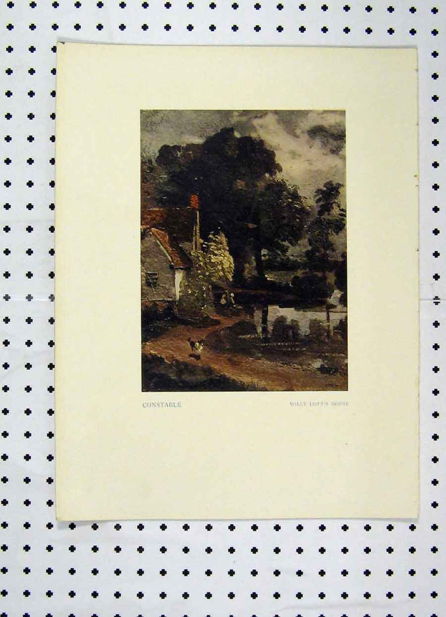 Original Old Antique Print Colour Willy Lott'S House Constable