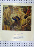Original Old Antique Print Colour Lovis Corinth Men Womaen Feathers
