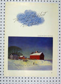 Original Old Antique Print Colour Snow Scene Houses America