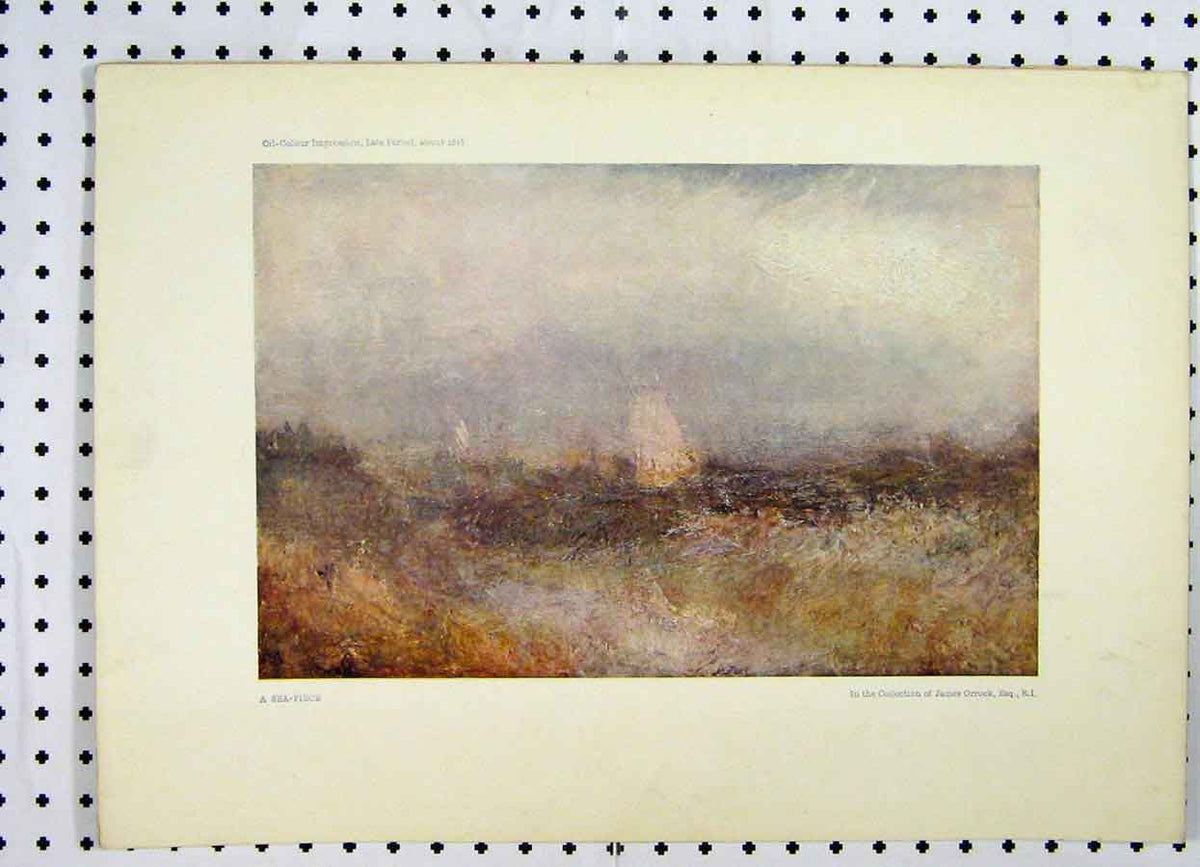 Original Old Antique Print Oil-Colour Sea Scene James Orrock