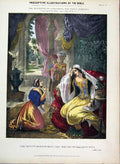 Original Old Antique Print Illustrations Bible 1870 Captive Hebrew Maid Colour