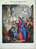 Old Antique Print Illustrations Bible 1870 Jesus Sight Blind Man Colour 19th