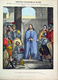 Original Old Antique Print Illustrations Bible 1870 Roman Siers Mocking Christ