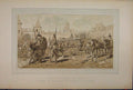 Original Old Antique Print Brussells Exhibition 1885 Horses Chariot Transport