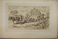 Original Old Antique Print 1885 Brussells Exhibition Horses Cows Men Transport