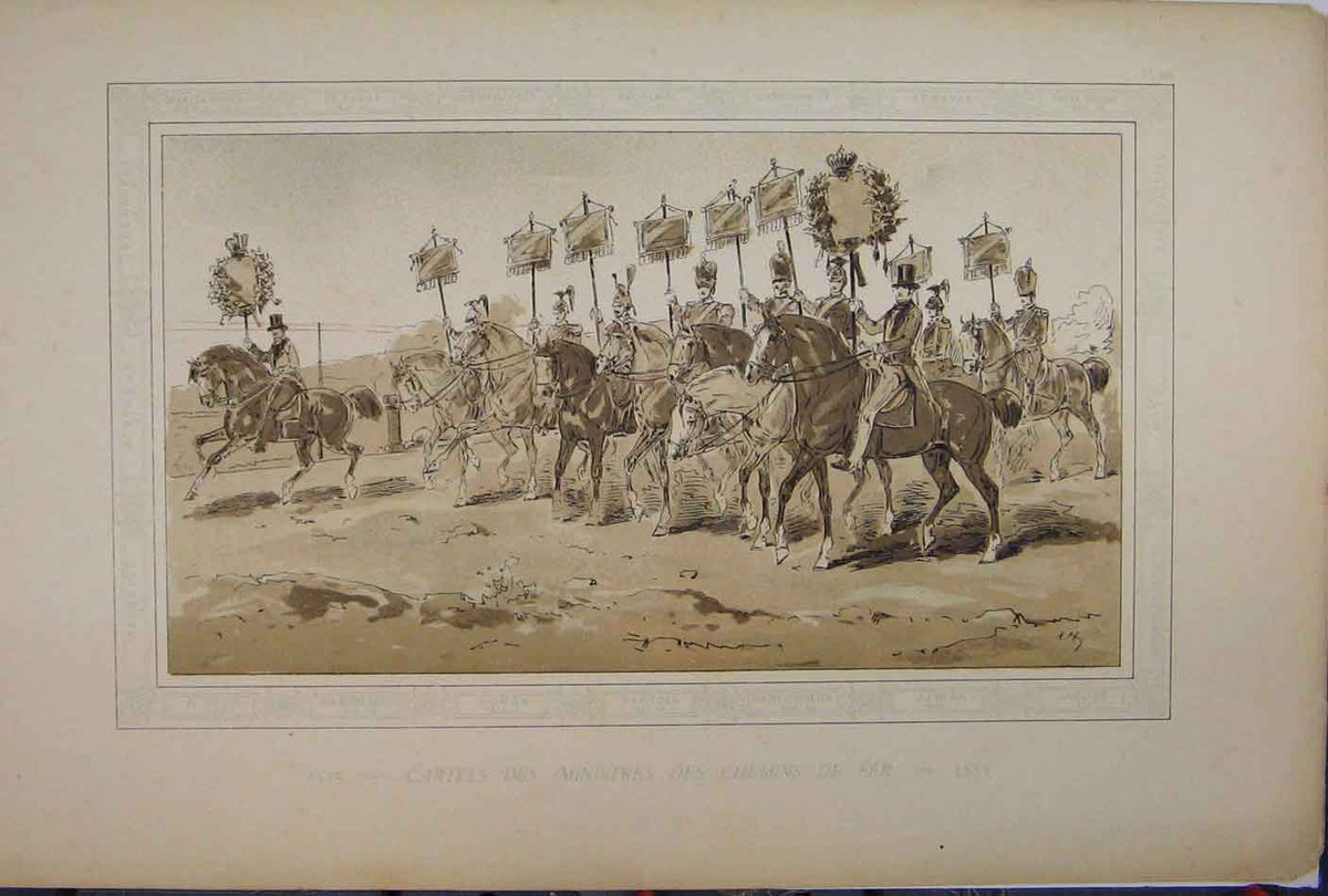 Original Old Antique Print 1885 Brussells Exhibition Horses Siers March 19th