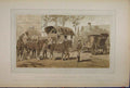 Original Old Antique Print Horse Coach Transport 1885 Brussells Exhibition 19th