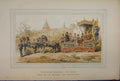 Original Old Antique Print Colour 1885 Horse Chariot Transport Brussells 19th