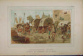 Original Old Antique Print 1885 Colour Chariots Transport Men Horses Victorian
