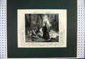 Old Antique Print Engraving Country Scene Lessing Payne Monk Boy Man Dog