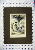 Original Old Antique Print Leech C1860 Colour Royal Oak Tree Horse Penderell
