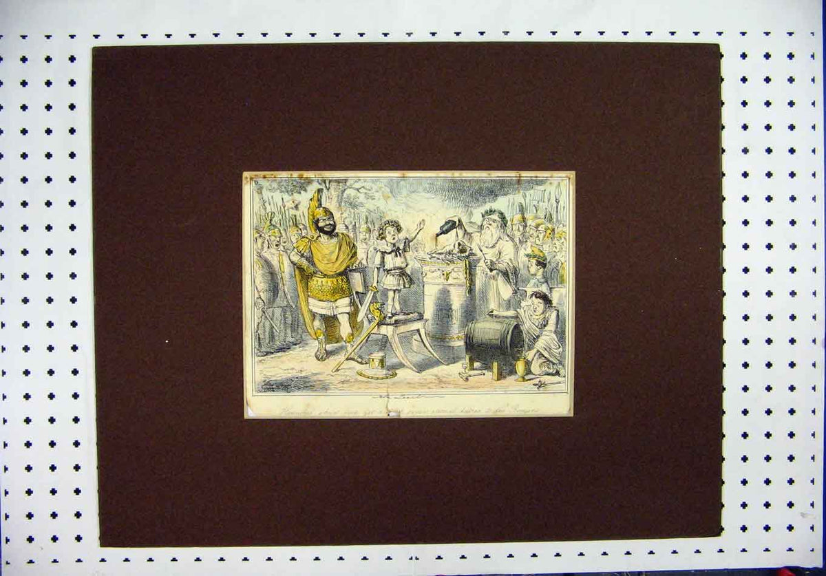 Original Old Antique Print Colour Leech C1860 Roman Hannibals Siers Victorian