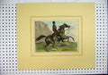 Original Old Antique Print Colour C1880 Country Scene Man Horse Mountains 19th