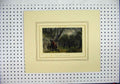 Original Old Antique Print Mounted C1850 Country Scene Man Horse Fire Rock 19th