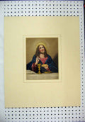 Original Old Antique Print Colour Long Haired Man Bread GJug Plate