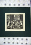 Old Antique Print C1850 Engraving Sancho Feast Starved Physician Dinner 19th