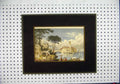 Original Old Antique Print Colour Village Scene Cow Cart Bridge Sea Boat