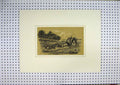 Original Old Antique Print Sepia Horses Carriage Racing Country Scene Trees