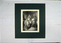 Original Old Antique Print Engraving Woman Man Railings Romance Letter
