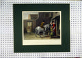 Original Old Antique Print C1860 Hand Coloured Errand Boy Horse Dog Chicken