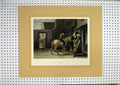 Original Old Antique Print Errand Boy Horse House Family C1860 Hand Coloured