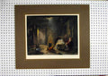 Original Old Antique Print Scene Highland Cottage Baby Fire C1860 Hand Coloured