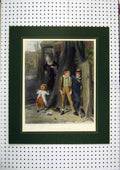 Old Antique Print Children Playing Boys Hiding Street C1860 Hand Coloured 19th