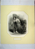 Original Old Antique Print C1860 Cartel Woman Listening Door Chair Engraving