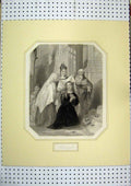 Old Antique Print Scene Portugal Priest Young Girl C1850 Flowers Ceremony 19th