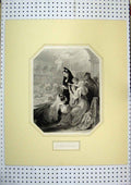 Original Old Antique Print C1850 Andalusia Bull Fighting Family Holl Engraving