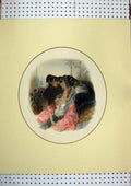 Original Old Antique Print C1865 Hand Coloured Women Sleeping Beautiful Dresses