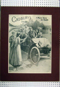Original Old Antique Print C1902 Advert Cadbury'S Cocoa Motor Car Men Women
