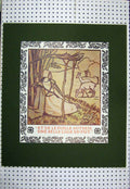 Old Vintage Print C1950 French Art Woman Forest Deer Country Scene Colour 20th