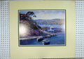 Original Old Vintage Print Watercolour 1930 Town Scene Harbour Boats Houses