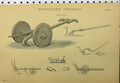 Original Old Antique Print C1890 Agricultural Implements Roman Ploughs 19th